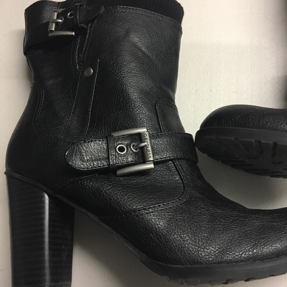 Guess Black Booties with Buckles & Front Sock NWOT - Picture 2 of 5